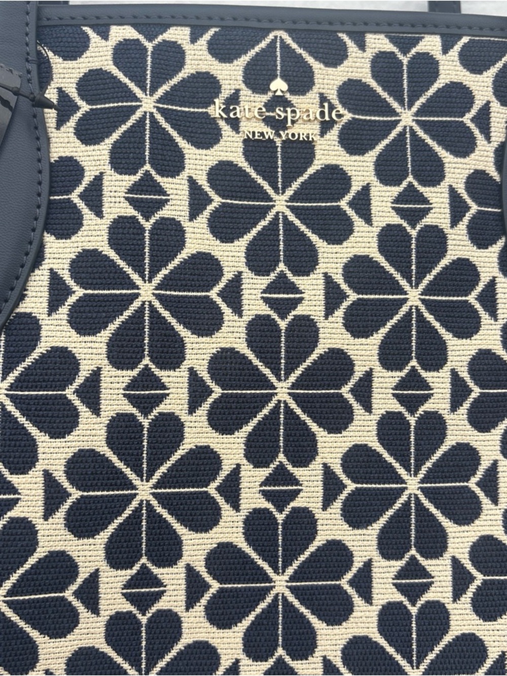 kate spade Navy and Cream Floral Jacquard Tote NWOB - Picture 4 of 9